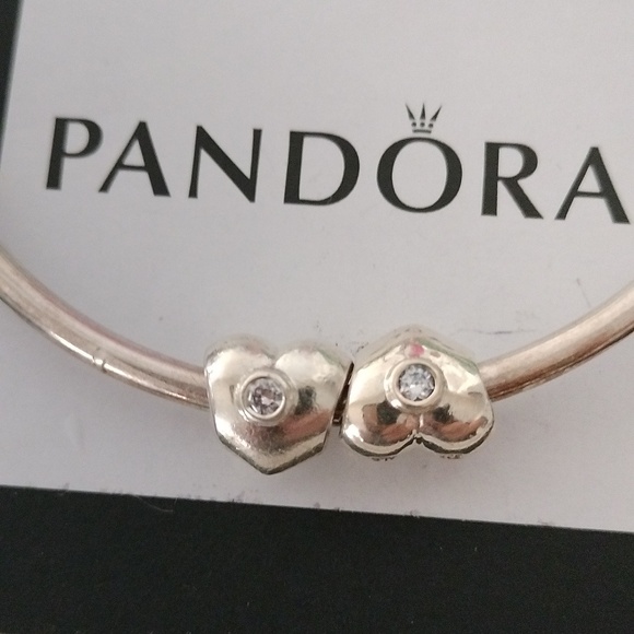 Pandora Heart with Clear CZ Charm 925 ALE 790134CZ, Set of 2 - Picture 1 of 5